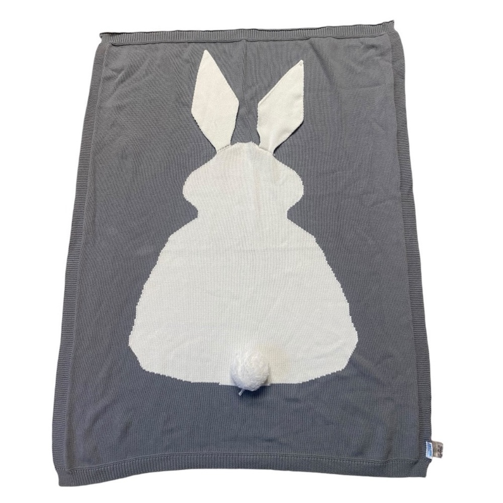 BUNNY Animal Blanket with Poof Tail & Fabric Ears